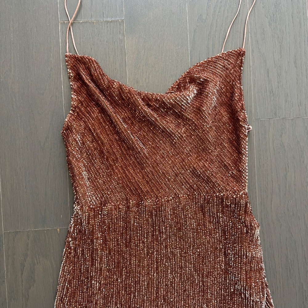Retrofete KATYA sequin maxi dress drape gown - bronze - LARGE - with tags - Picture 5 of 11
